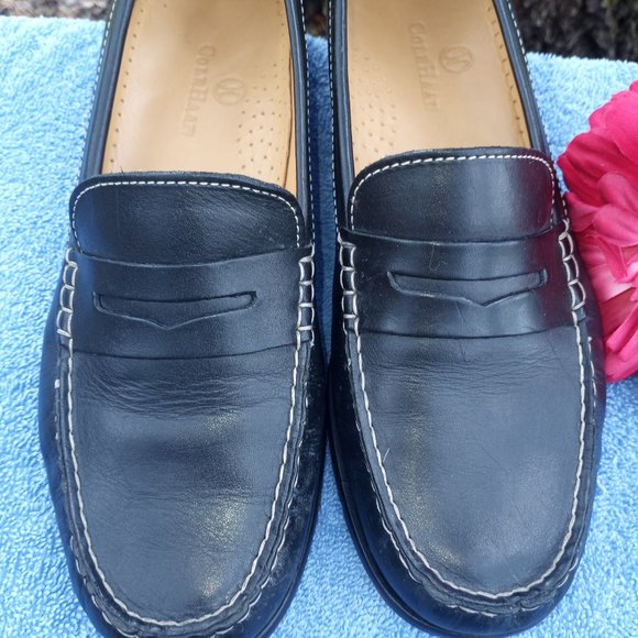 Cole Haan black loafers with white stitching - Picture 7 of 12